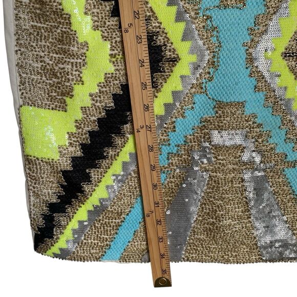 Vintage English Rose Mini Dress L Abstract Geometric Sequined Party Mod Retro - Picture 7 of 10